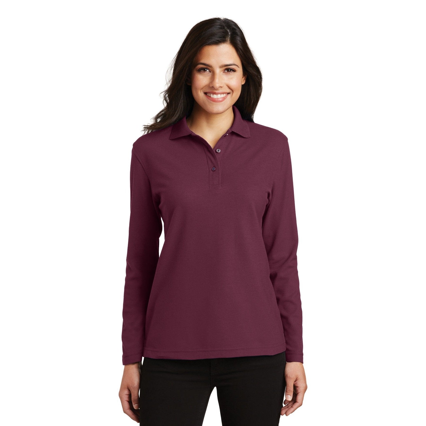 Port Authority-Port Authority® Women's Silk Touch™ Long Sleeve Polo. L500LS-MedTech-2